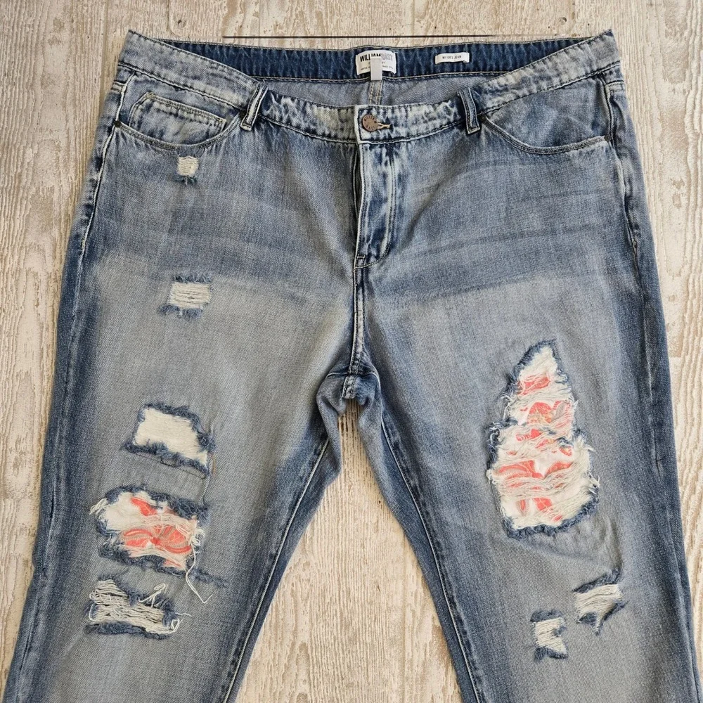 William Rast My Exs Jean Light Wash Distressed Floral Patch Denim Plus 18W